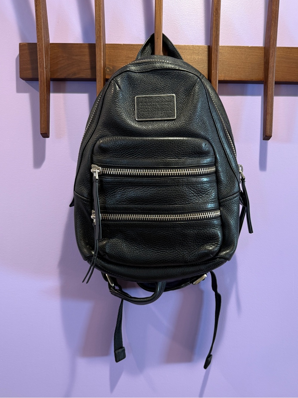 Marc Jacobs Domo black leather biker backpack